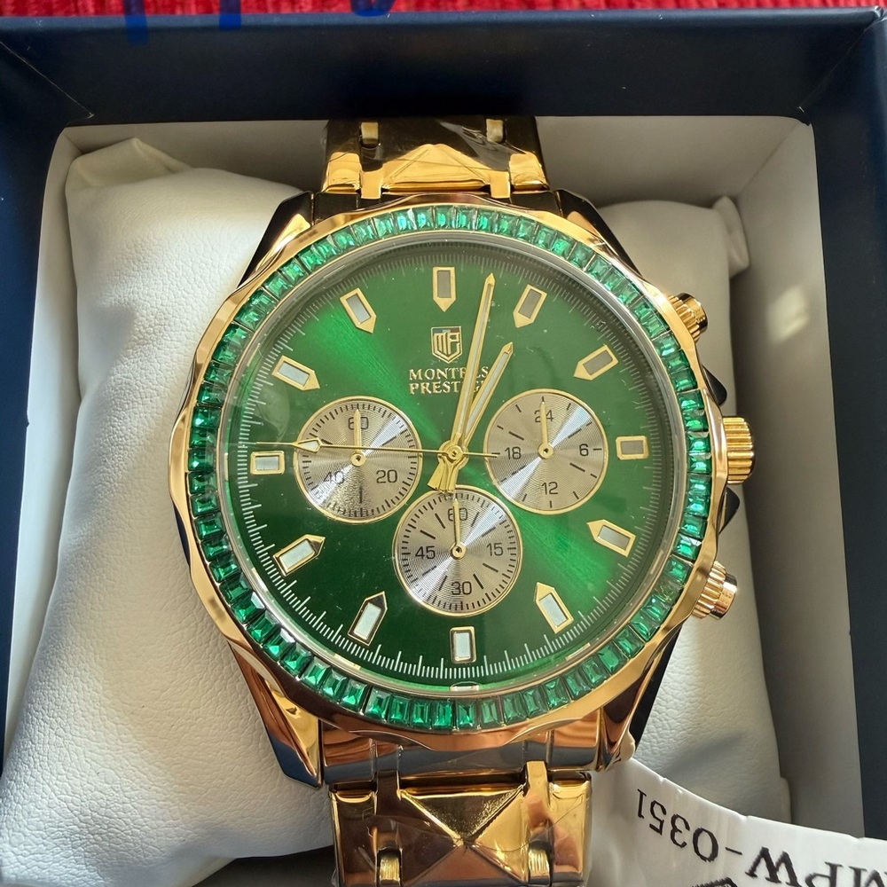 Green and Gold Chronograph Watch